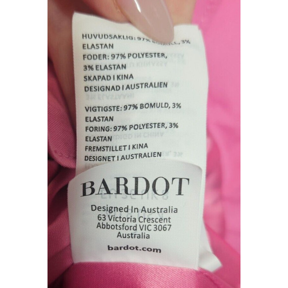 Bardot Women The Amie Mini Dress Small Candy Pink Ruched Short Puff Sleeve Party - Picture 9 of 14